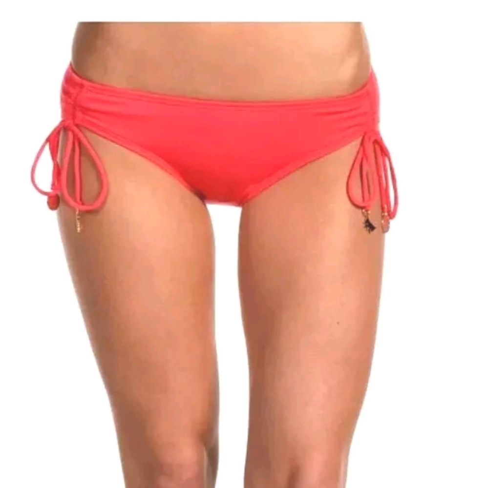 Juicy Couture Drawstring Classic Swim  Bikini Bottom Hot Gloss Size XL